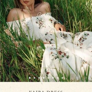 Doen Strapless Floral Dress in Cream